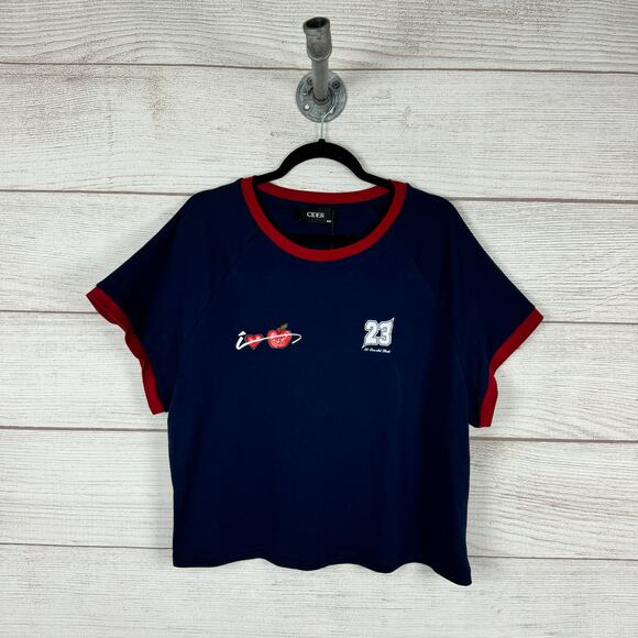Cider Plus Size Navy & Red I Love NY Graphic Crop Short Sleeve Tee Size 4XL - Picture 1 of 6